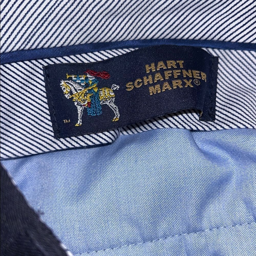 Hart Schaffner Marx Mens Blue Wool Dress Work Pants Trousers 40 Waist Unhemmed - Picture 6 of 6